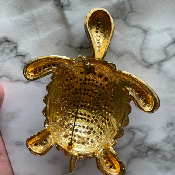 Large Beautiful Turtle Rhinestone Brooch. - Picture 6 of 11